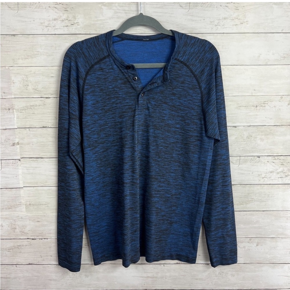 Lululemon Men’s Metal Vent Tech, Long Sleeve, Heathered Blue, Size Large